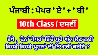 ਪੰਜਾਬੀ ਪੇਪਰ ' ਏ ' ਅਤੇ ' ਬੀ '  , ਜਮਾਤ : ਦਸਵੀਂ ਲਈ  ||  Punjabi Paper , 10th class  :: 2024 - 25  ||