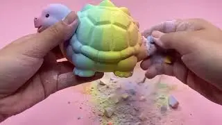 🦕 Crushing Cute Rainbow Baby Dino Chalk | AI ASMR | Pastel Powder Burst 🌈✨