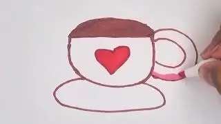 Tea cup drawing Easy and simple/Coloring |Drawing color