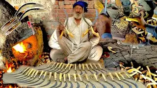 Behind the forge: How a traditional handmade sickle is made by old man on small scale factory