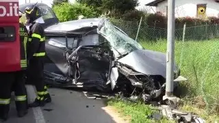 Spirano : Scontro frontale con un pullman di studenti, 5 feriti