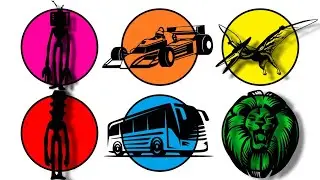 GTP TV Head, Racing Car, Pterosaurus, Traffic Light Head, Bus, Lion