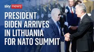 US President Joe Biden arrives at Vilnius airport for NATO summit