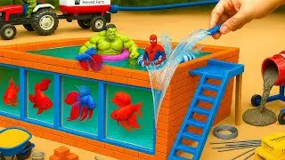 How to Make Fish Pool - DIY Mini Easy Solil Brick Modern Glass Pool Construction Science Project 