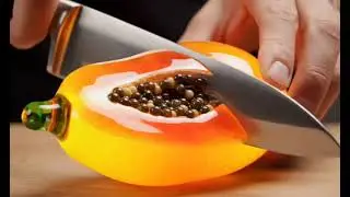 Cutting Glass Fruit papaya  ASMR #ai​ #aiart​ #asmrsounds​ #asmr​ #aiasmr​ #satisfyingvideo​ #trend