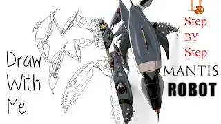 How to draw mantis robot step by step | step by step drawing | robot drawing