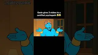 Genie gives 3 wishes to a certified psychopath 😂 #funny #funnycartoon #genie #animation #lol #anime