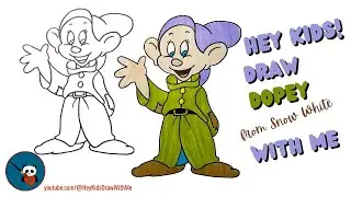 Hey Kids, Draw Dopey, The Cutest Dwarf from Snow White, With Me /Easy Step-by-Step Tutorial for Kids