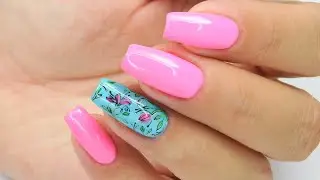 Flowers pattern nails art Tutorial / Stardoro #neonnails #flowersnails