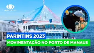 Saída de barcos com passageiros para o Festival Folclórico de Parintins
