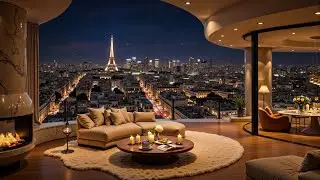 Smooth Jazz Piano in Effen, Paris | Luxury Apartment by the City at Night ~ Relaxing Jazz Music