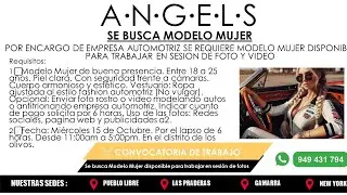 CONVOCATORIA DE EMPRESA AUTOMOTRIZ, SE REQUIERE MODELO MUJER PARA TRABAJAR EN SESION DE FOTO Y VIDEO