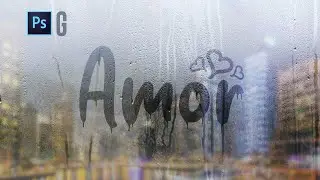 Photoshop Tutorial | Efecto Texto sobre Ventana Condensada | Rainy Window Text Effect
