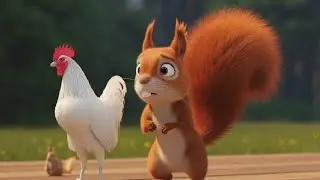 Rabbit, squirrel, cock with jungle friends. Lya_kids