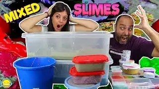 MIXING ALL OUR SLIMES!! GIANT SMOOTHIE SLIME!! mezclamos todos nuestros slimes. Slime gigante!!