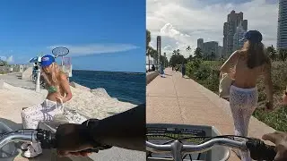 Biking through SOFI in Miami Beach