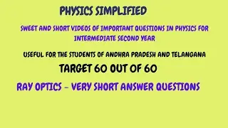 Ray Optics - Very Short Answer Questions - 2 marks Question and Answers - Physics Simplified