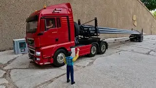 camion RC Tamiya mann TGX 6x4 Remorque Carson 56310 avec extension pour convoi exceptionnel