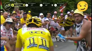 An idiot fan fed Tadej  Pogacar with chips on Tour de France 2024
