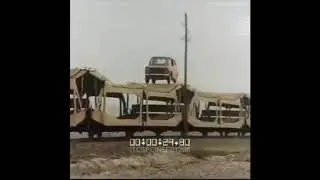 GAS GAS GAS but its a man driving a fiat 127 on a train