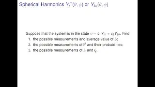 Quantum Mechanics - Possible measurements of angular momentum lw and their probabilities
