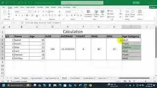 Excel Class 16 &ndash; Practical Age Calculation, SUM, COUNT, AVERAGE & Conditional Formatting in Bangla