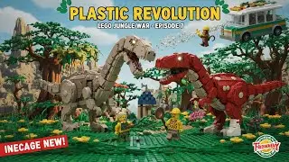 LEGO Brachiosaurus vs T-Rex Battle : Building Giant Plastic Forest Primal Bricks