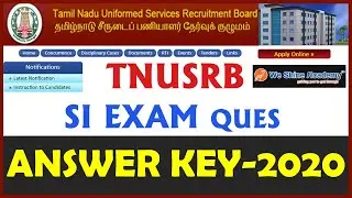 TNUSRB SI EXAM ANSWER KEY 2020 |  Police Exam | We Shine Academy