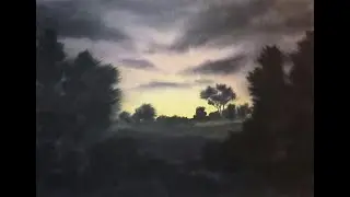 Paint with me, sunset ink painting time lapse