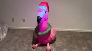 Gemmy 2025 3.5ft Christmas Flamingo with Wreath Airblown Inflatable