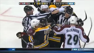 Landeskog Hits Marchand then gets Punched by Marchand