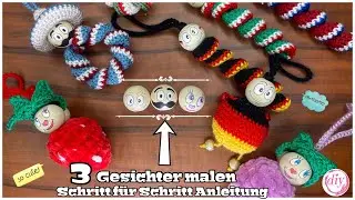 3 GESICHTER MALEN | Schritt für Schritt | Acrylstifte | für Sorgenwürmchen & Glückswürmchen