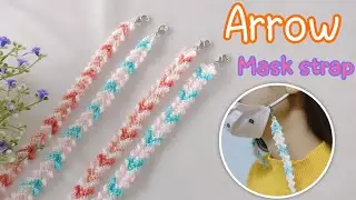How to crochet mask strap | Arrow mask Strap | English pattern | สายคล้องแมสโครเชต์ | nuya crochet