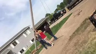Standing up a 36&rsquo; custom flag pole