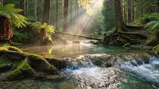 Gentle River Flow with Morning Birds | Peaceful Nature Soundscape from the Forest for Sleep, & Focus