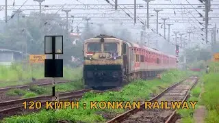 120 KMPH : Fastest Konkan Railway Diesel Action : Kerala Sampark Kranti Express Shatters Indapur