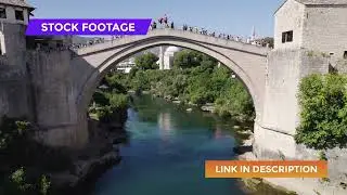 Bosnia & Herzegovina 🇧🇦 Mostar Stari Most Drone [4K] Clip 4 | Stock Footage