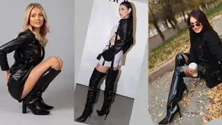 Изысканные и смелые кожаные сапоги на высоком каблуке