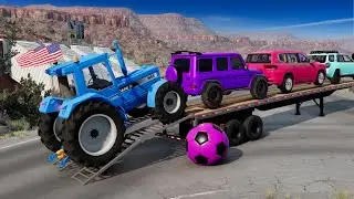 Flatbed McQueen Transportation with Truck [Pothole Cars vs Train - BeamNG #1]