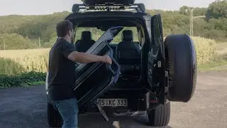 Defender 90 Install: 86 cm Carbon-Fibre Dog Steps + Full-Size Boot Cushion | Dog & Drive