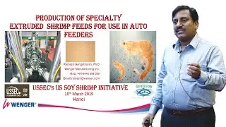 Production of specialty extruded shrimp feeds for use in auto feeders.