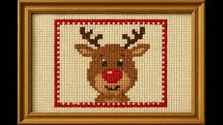 Cozy Christmas Ambience | Framed Rudolph Cross-Stitch &bull; Soft Lofi Holiday Music