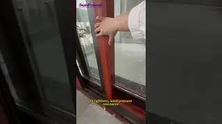 Aluminum framed wood grain glass sliding door with mosquito net#aluminium #door  #shorts