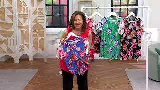 Susan Graver Courtside Social Printed Liquid Knit Top on QVC