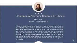 Testimonio clienta Programa Conoce a tu Cliente - Lidia Viso