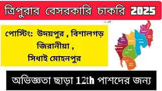 Tripura Job Notification 2025/ Tripura Job News Today/ Tripura Job Update Today/Agartala Private Job