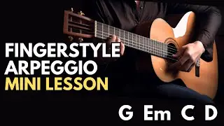 Easy Fingerstyle Arpeggio Pattern #5 | Beginner Fingerpicking Exercise + Free TAB