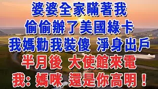 婆婆全家瞞著我，偷偷辦了美國綠卡，我媽勸我裝傻 淨身出戶，半月後 大使館來電，我：媽咪 還是你高明！#妮妮故事會 #情感故事 #老年生活