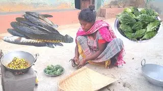 Farm Fresh Karela and Cheng Fish Recipe prepared by Desi Village Girl | Village Food