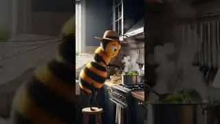 Cute Bee Cooking Broccoli 🐝🥦 | Funny Kitchen Scene #bee #funny
